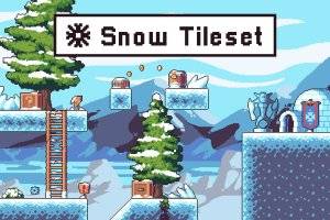 雪地2D游戏瓦片集像素艺术：打造冬日平台关卡
