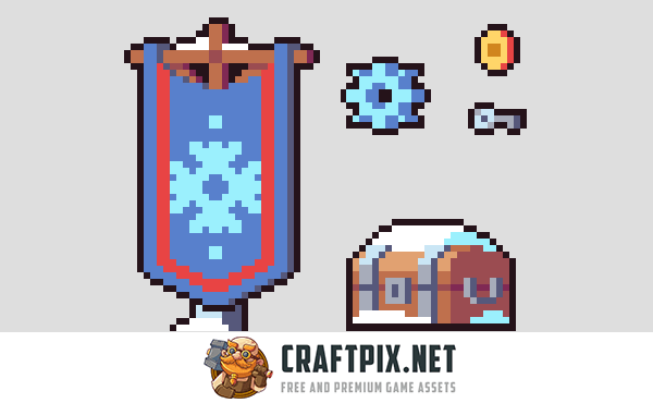 Snow 2D Game Tileset Pixel Art