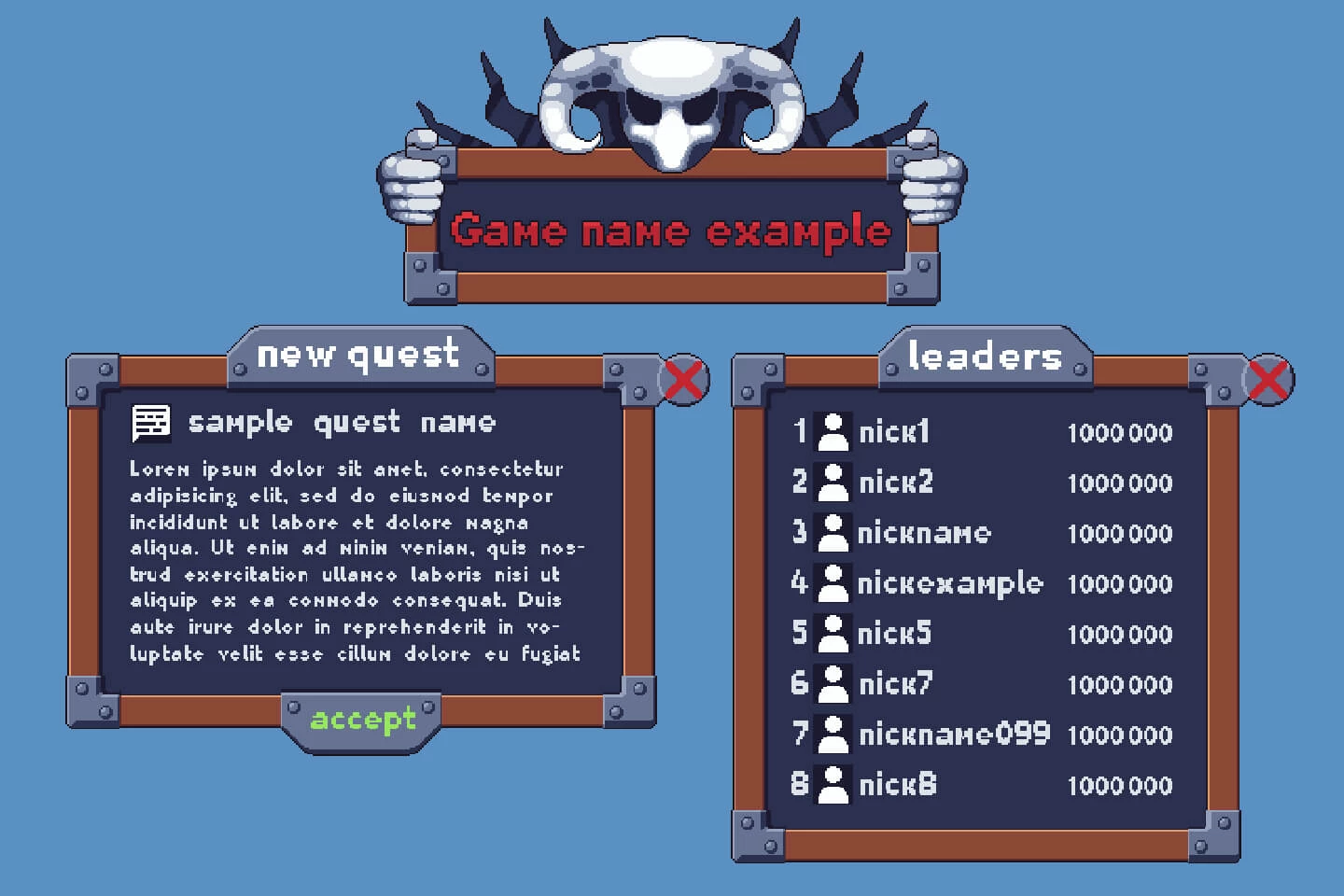 Game UI Pixel Art