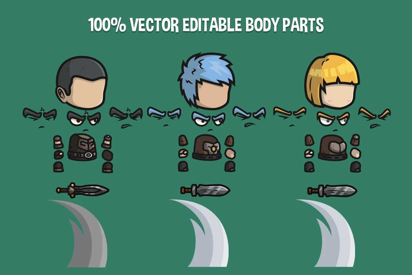 Medieval Warrior Chibi 2D Game Sprites