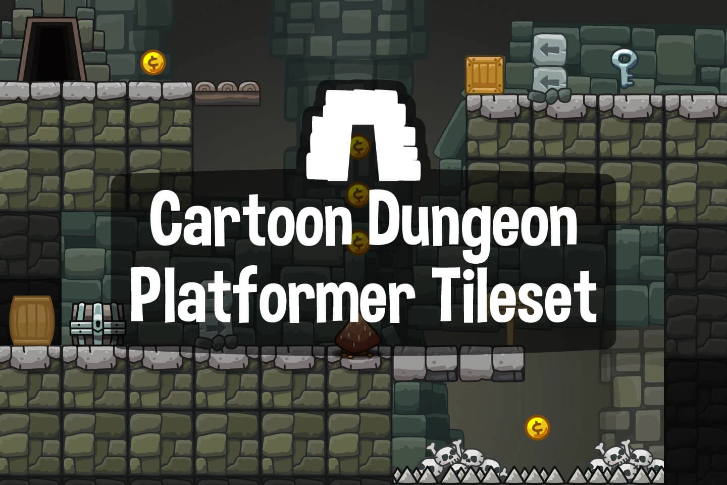 Cartoon Dungeon Platform 2D Tileset