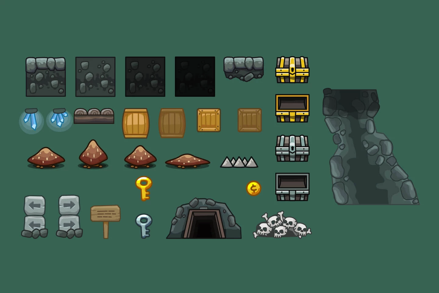 Cartoon Dungeon Platform 2D Tileset
