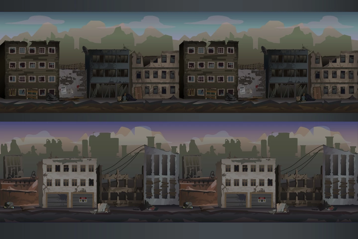 Destroyed City Parallax Backgrounds