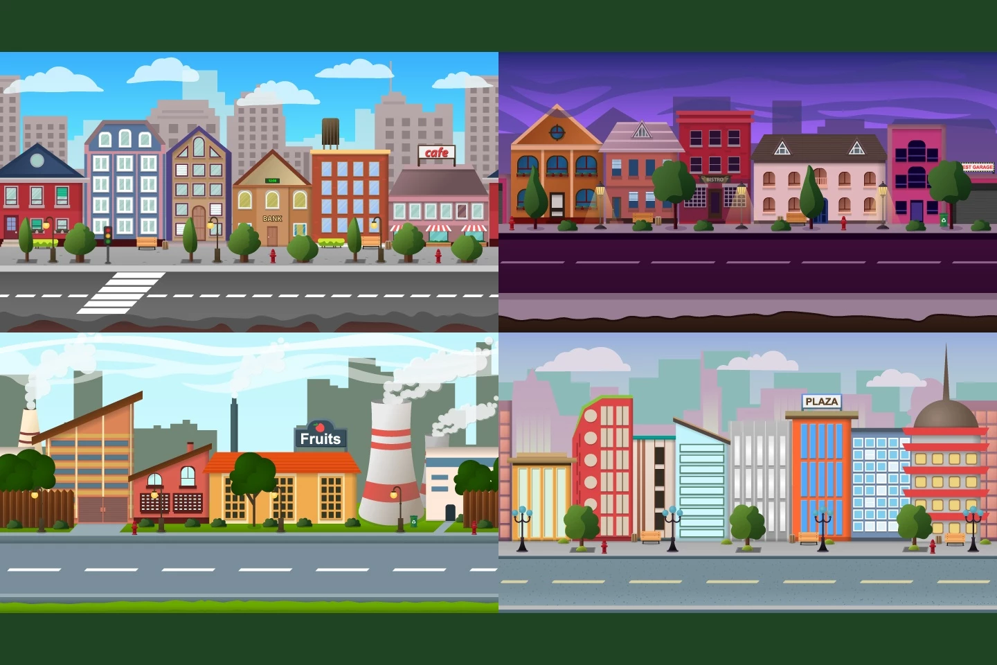 Parallax Scrolling City Game Backgrounds