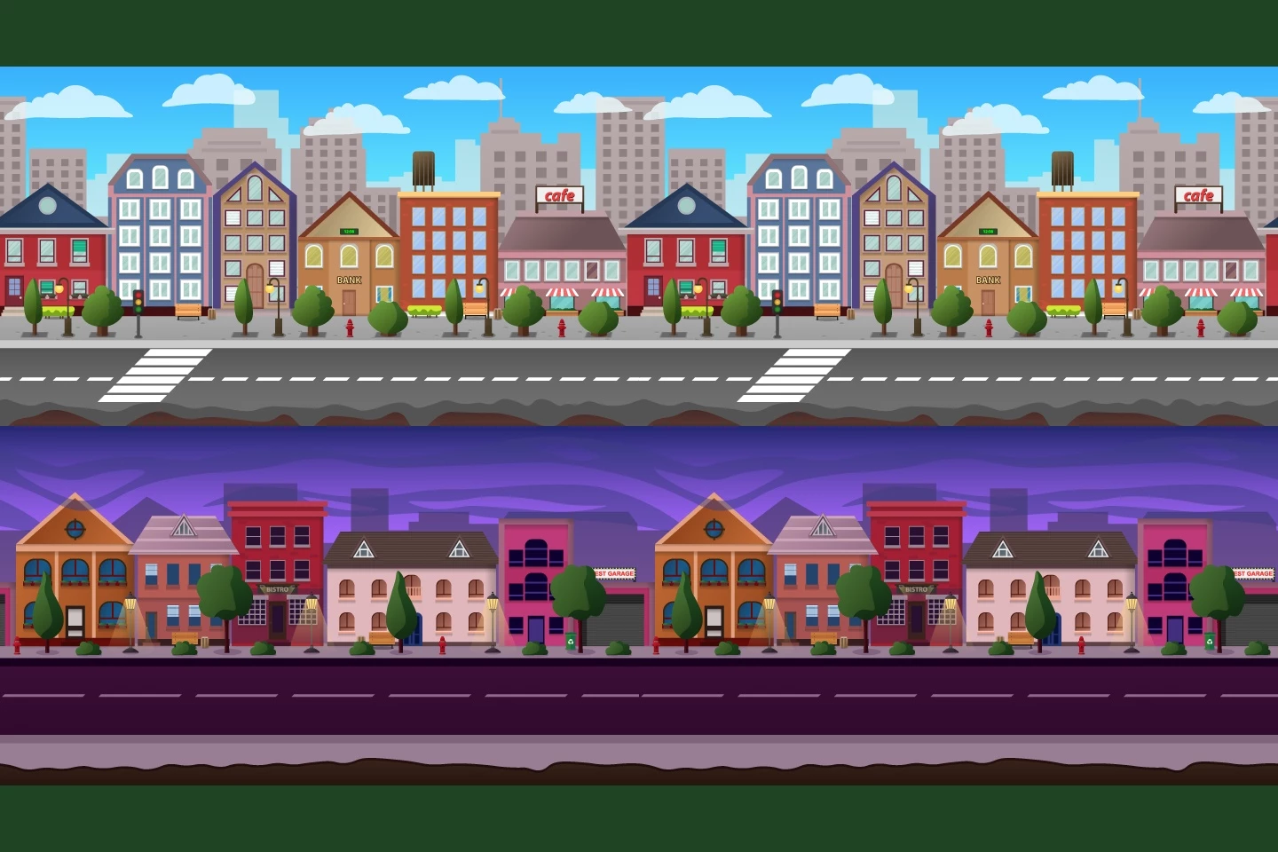Parallax Scrolling City Game Backgrounds