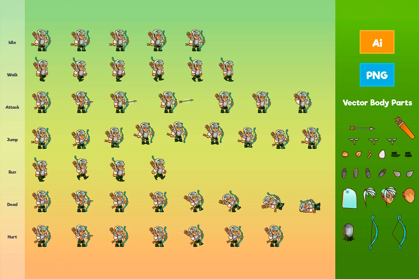 2D Game Elf Character Sprite