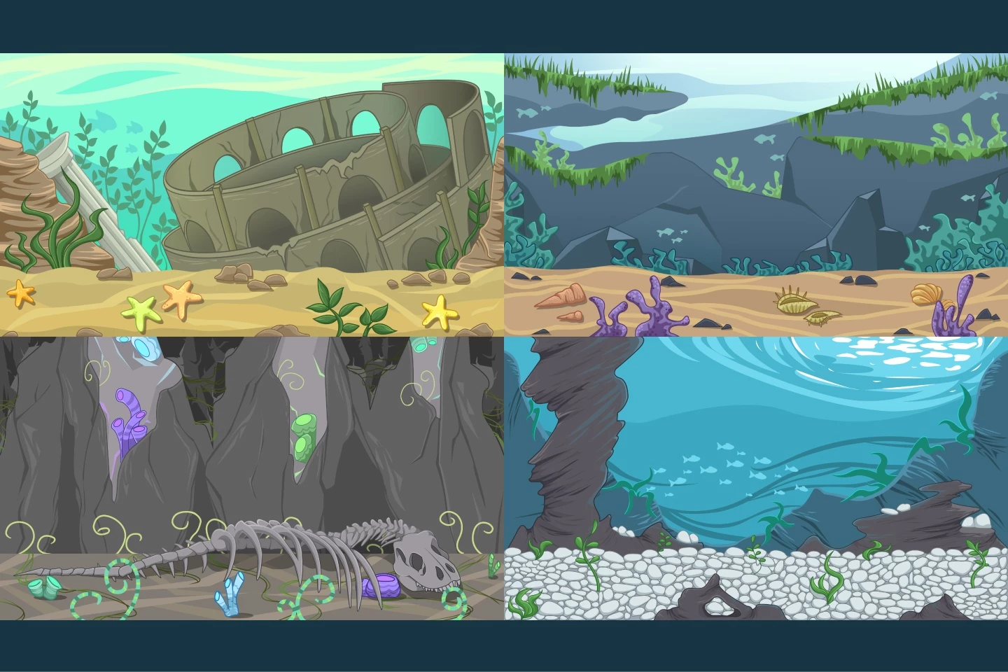 Underwater World Parallax Game Backgrounds