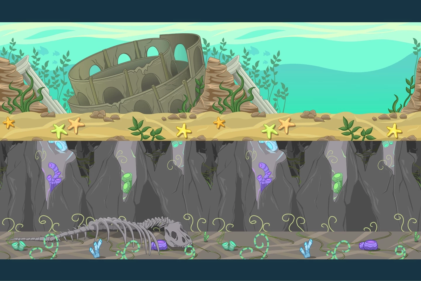 Underwater World Parallax Game Backgrounds