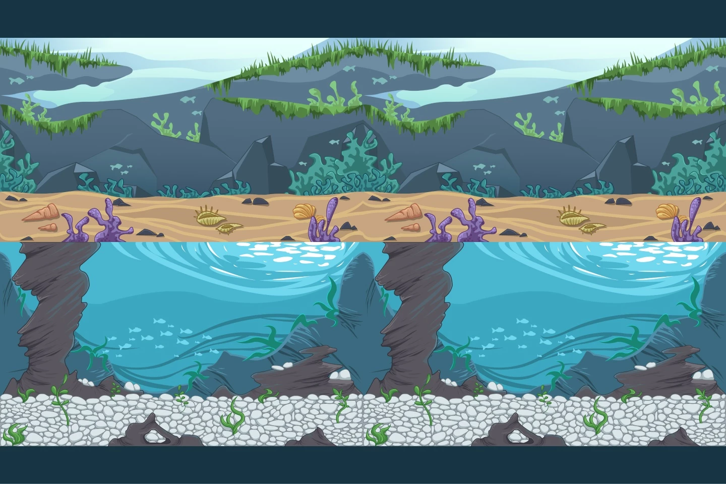 Underwater World Parallax Game Backgrounds