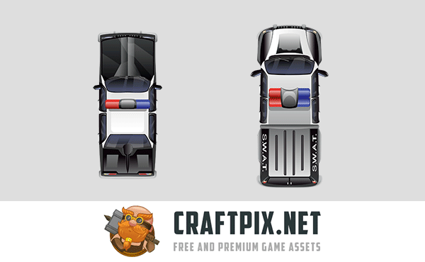Top Down Police and Military Car Sprites