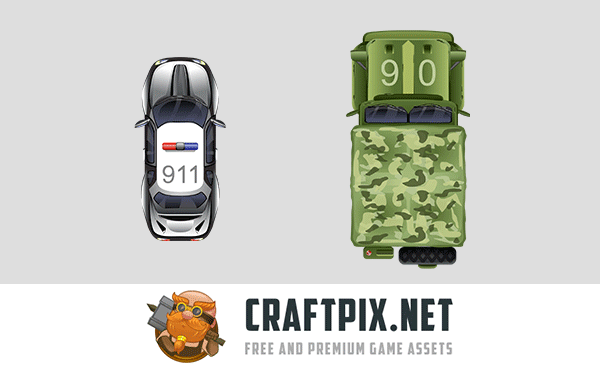Top Down Police and Military Car Sprites
