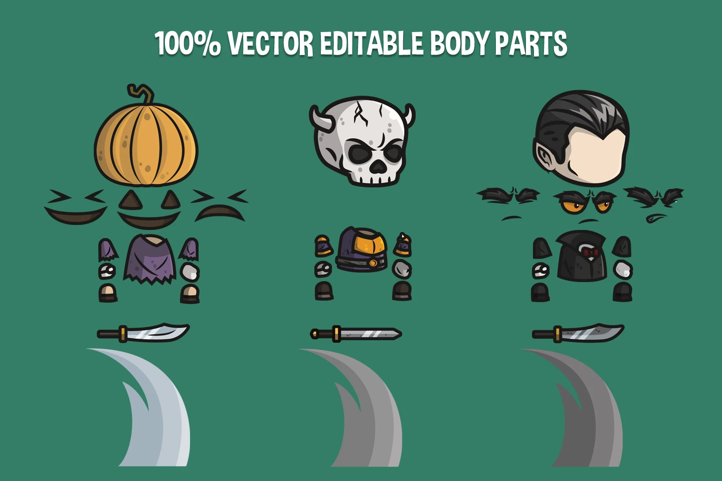 Halloween Character Chibi 2D Game Sprites