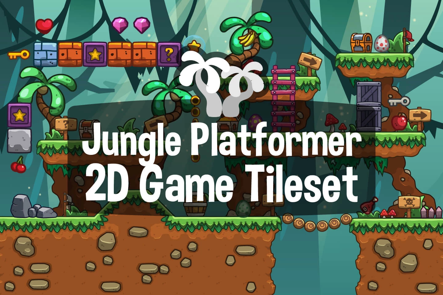 Jungle Platformer 2D Game Tileset