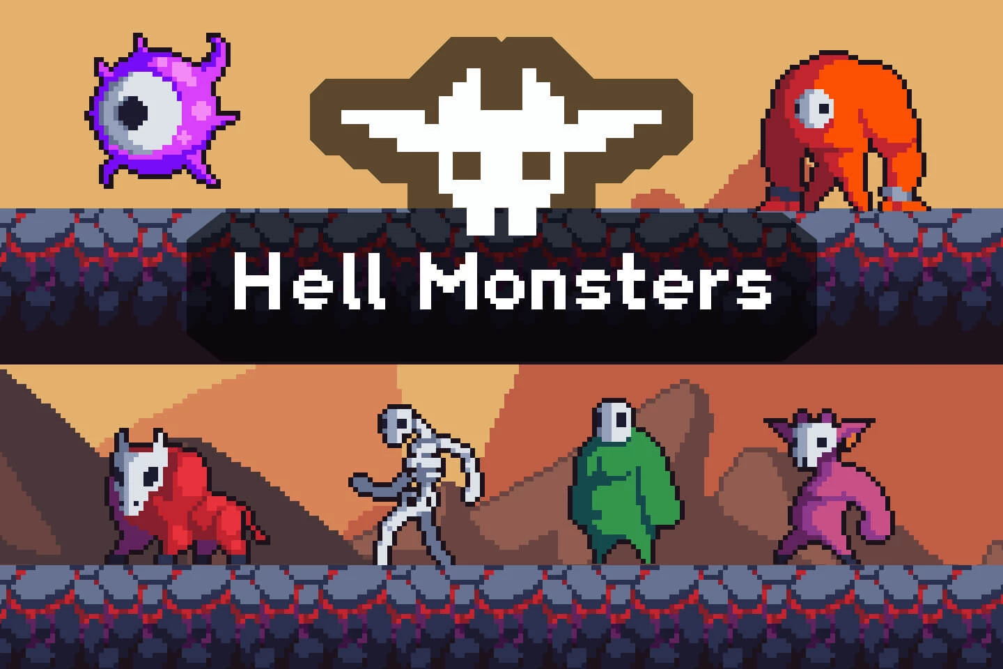 Hell Monster Pixel Art Game Sprite Pack