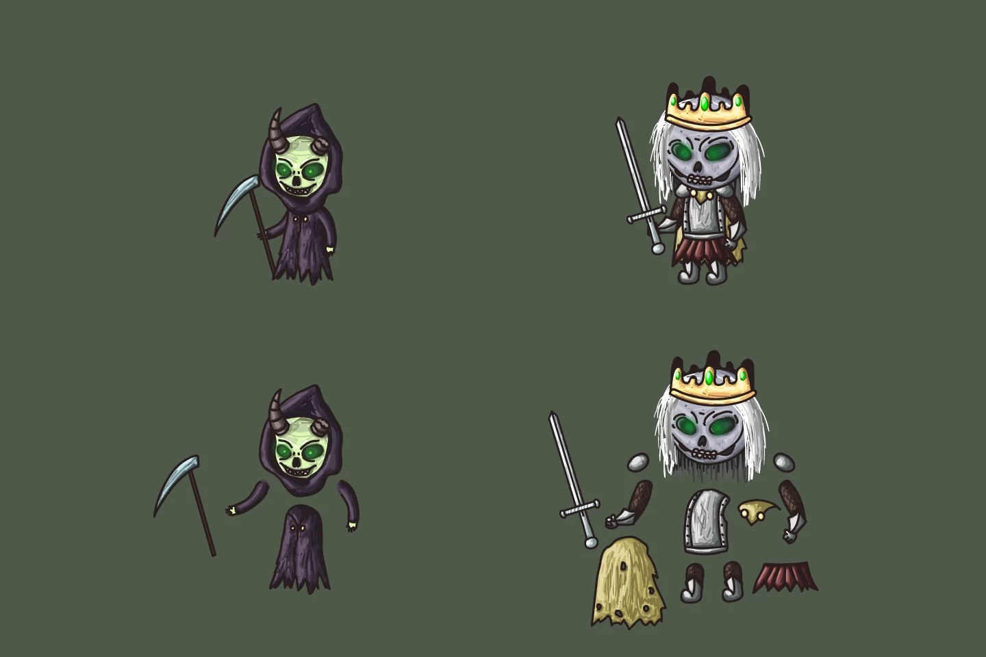 2D Fantasy Undead Warrior Character Sprites