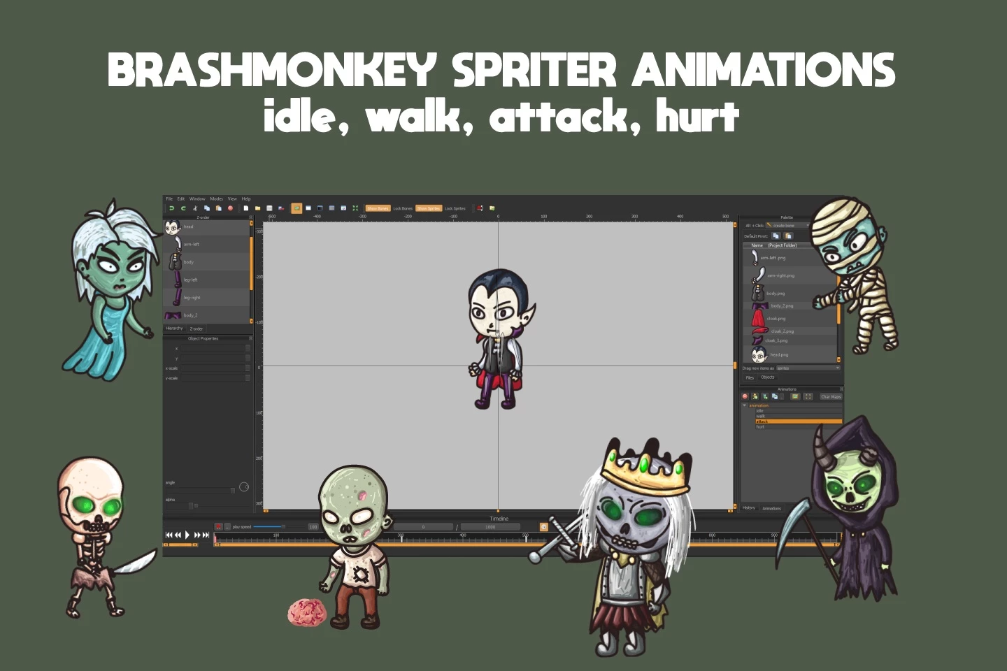 2D Fantasy Undead Warrior Character Sprites