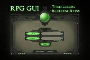 RPG GUI 游戏界面素材：高分辨率PSD，三色方案，丰富组件
