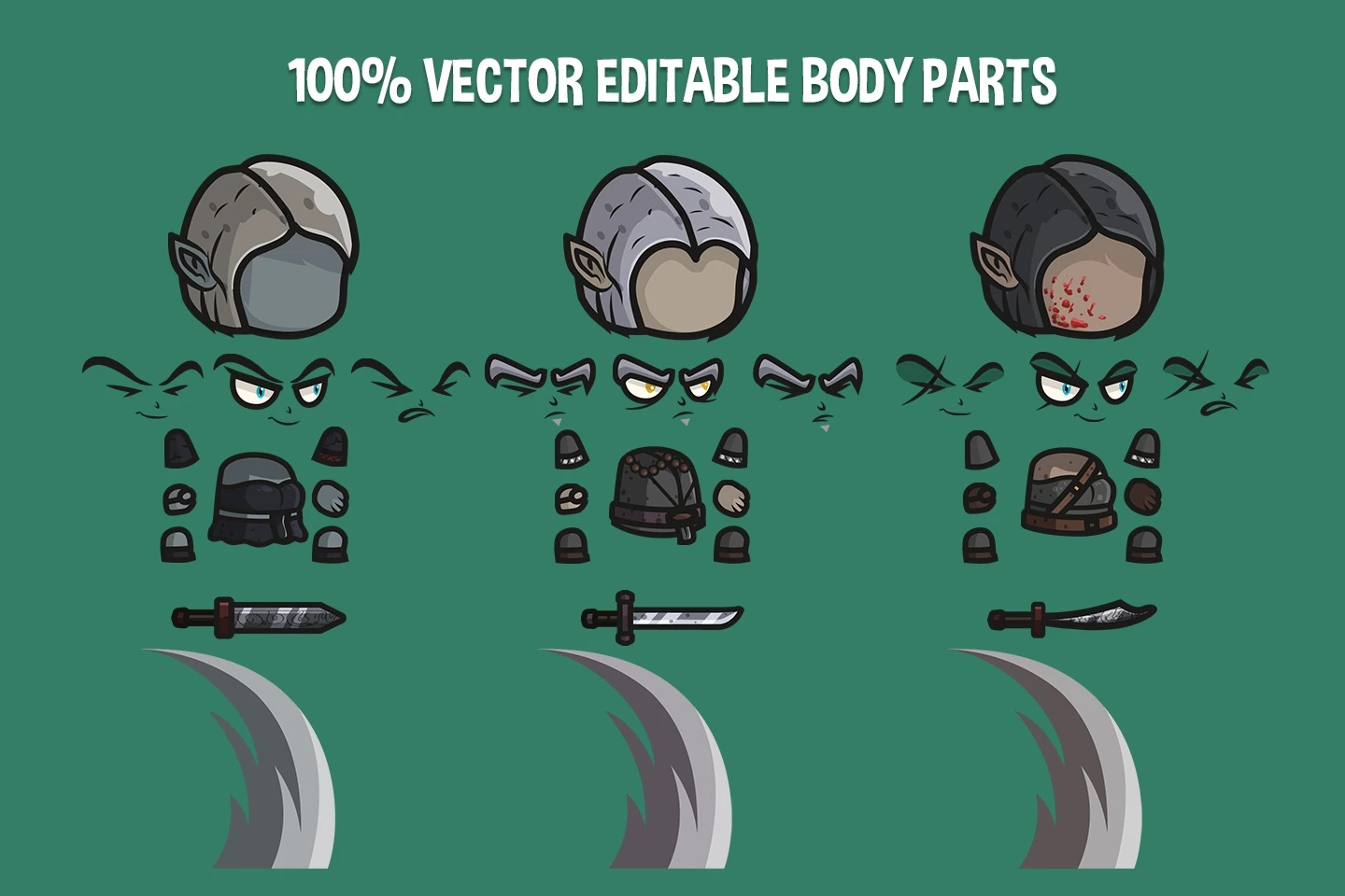 Dark Elves Chibi 2D Game Sprites