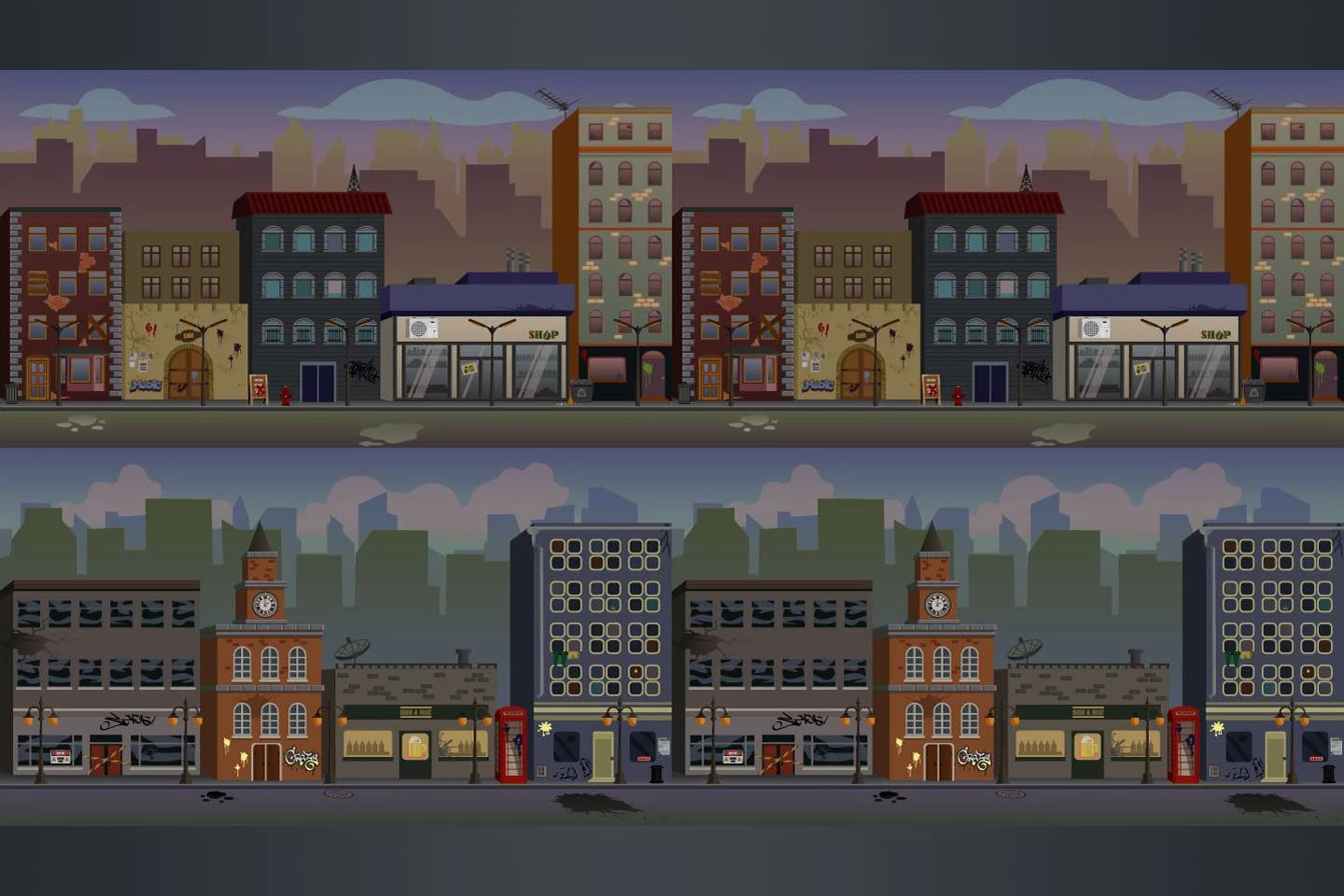 Street 2D Game Backgrounds