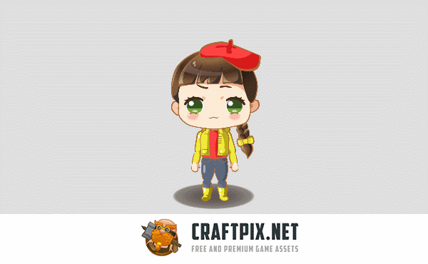 2D Game Chibi Girl Character Sprite Sheets