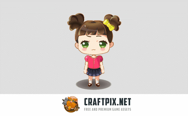 2D Game Chibi Girl Character Sprite Sheets