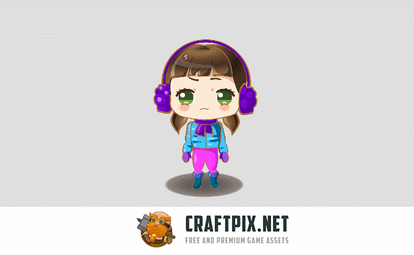 2D Game Chibi Girl Character Sprite Sheets