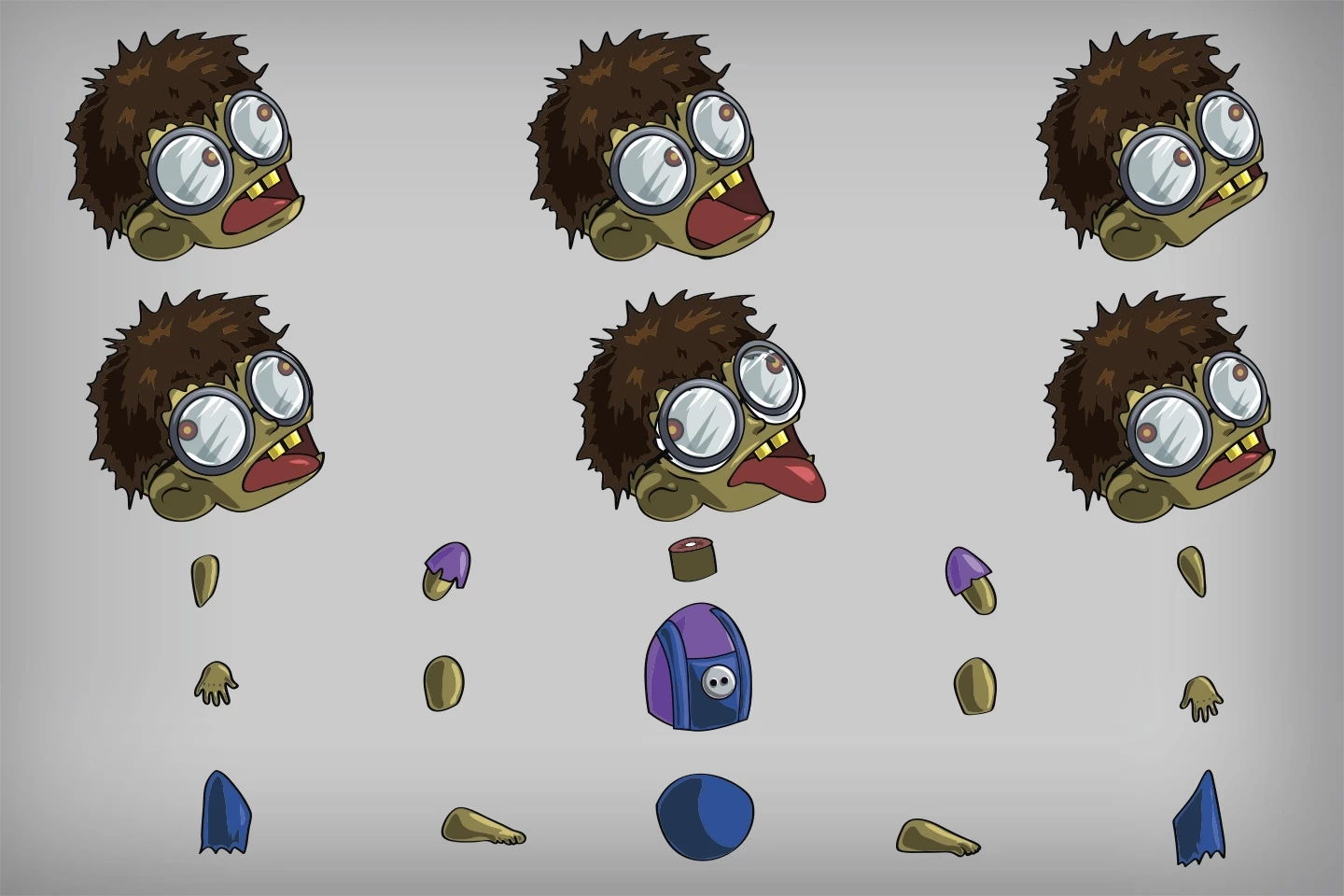 2D Game Zombie Kids Character Sprite 7