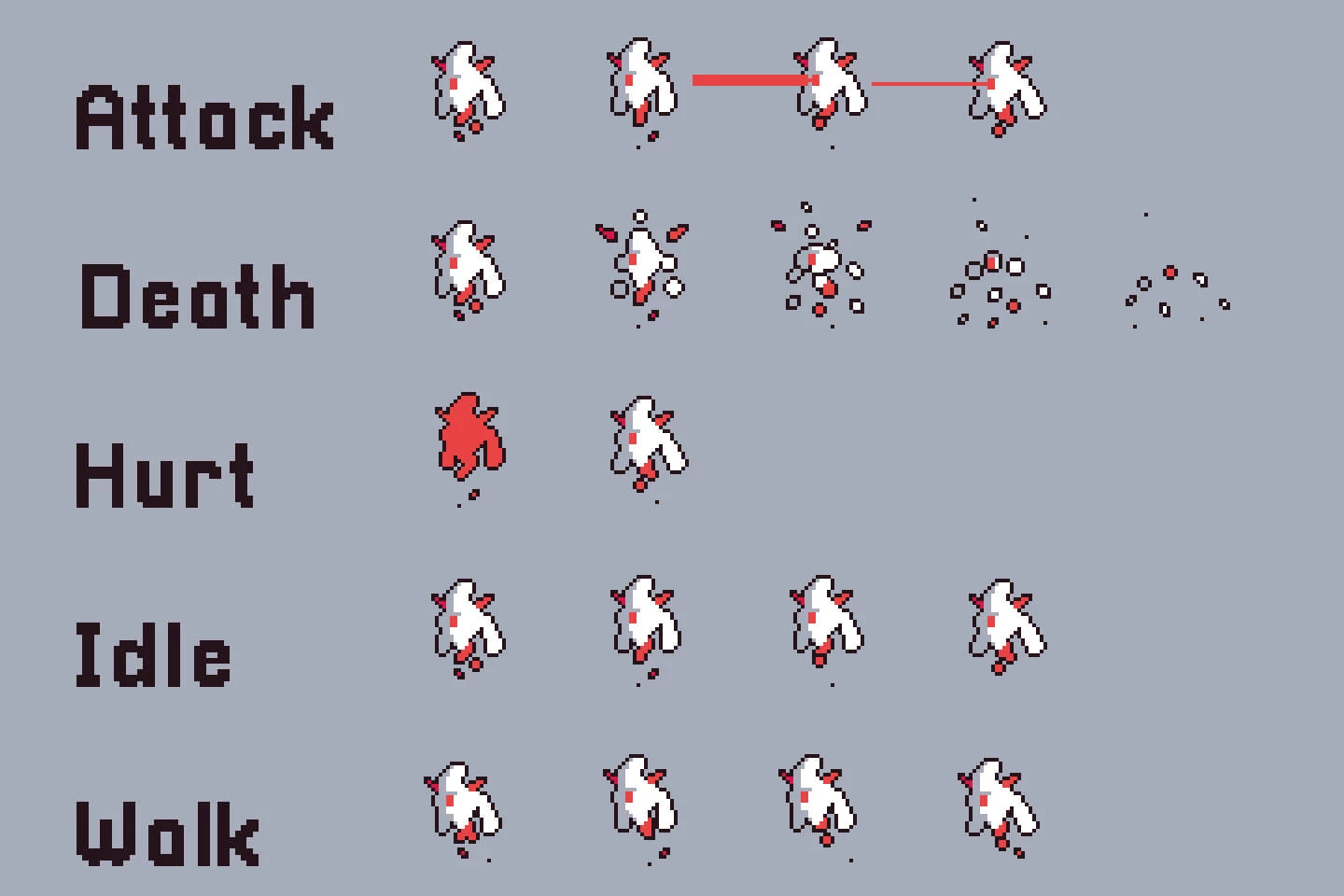 Snow Enemy Character Sprites Pixel Art
