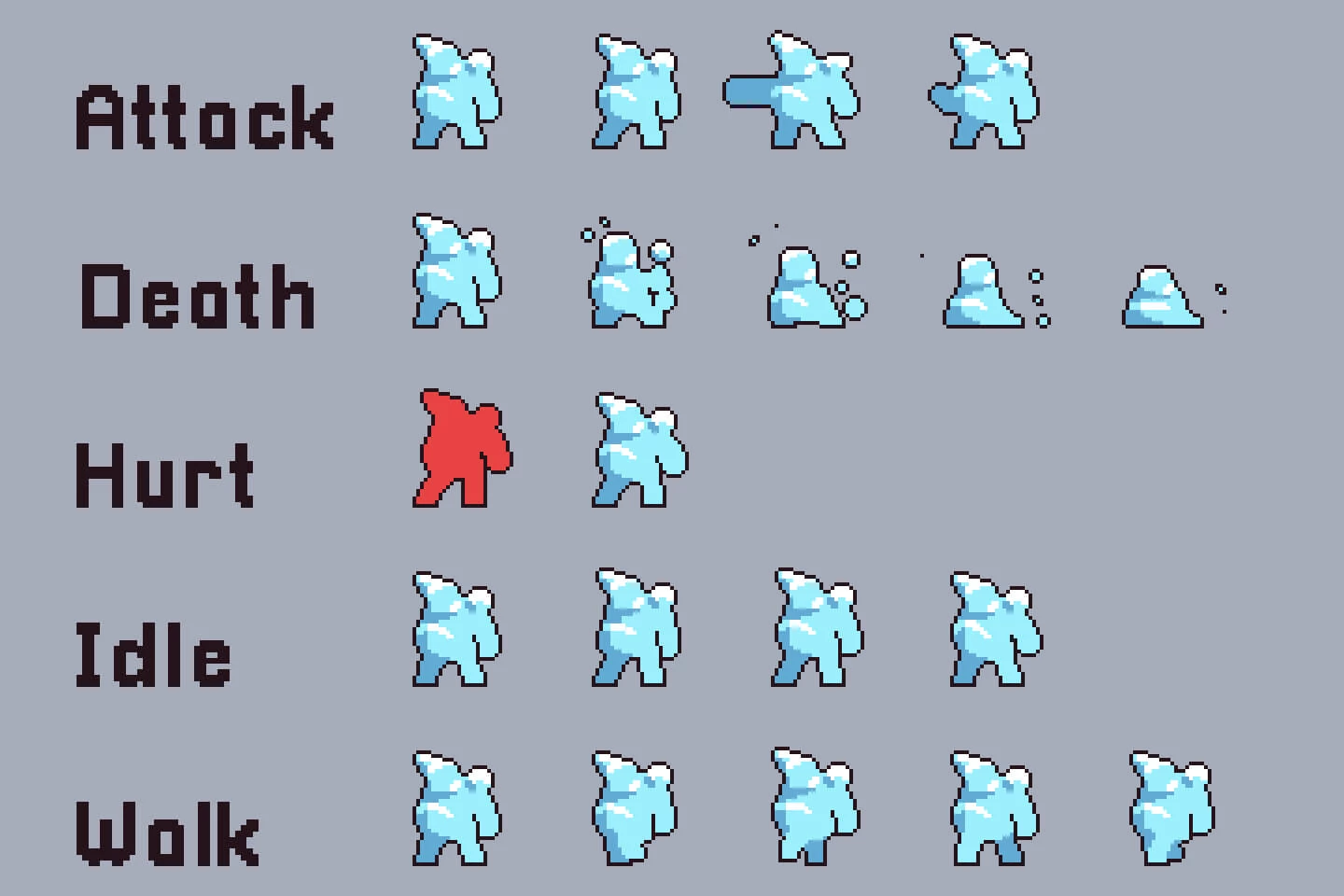 Snow Enemy Character Sprites Pixel Art
