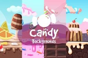 Candy 2D游戏背景素材:矢量图形与无缝滚动支持