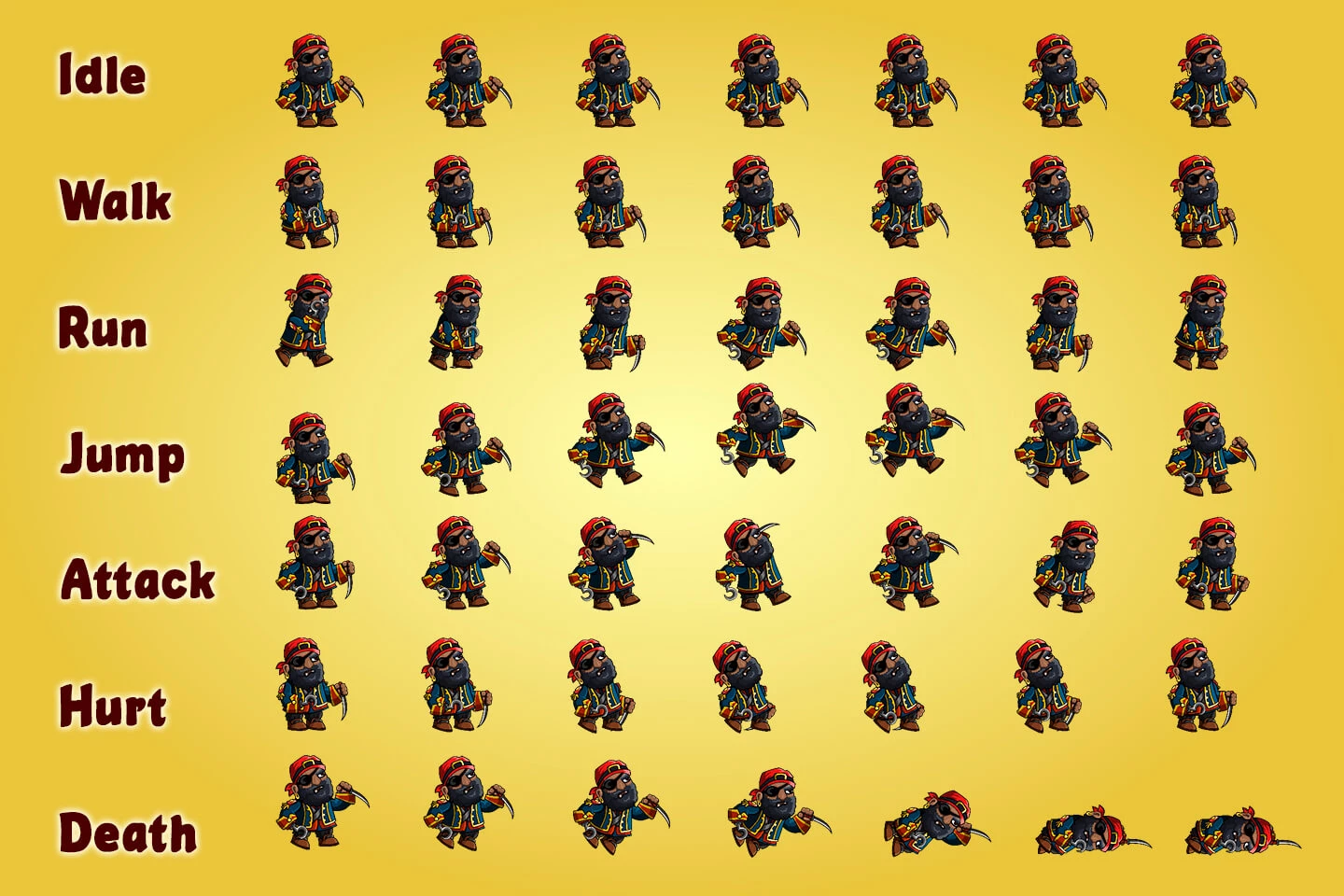 2D Pirate Character Sprites