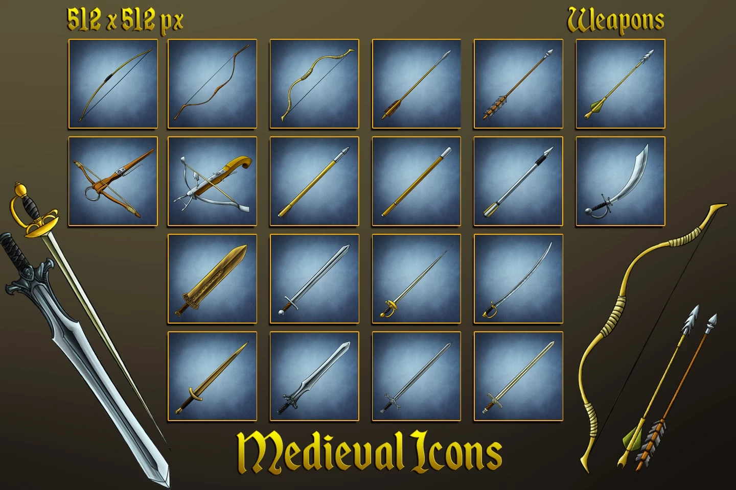 Medieval Icons: Swords, Bows, Arrows and Bolts