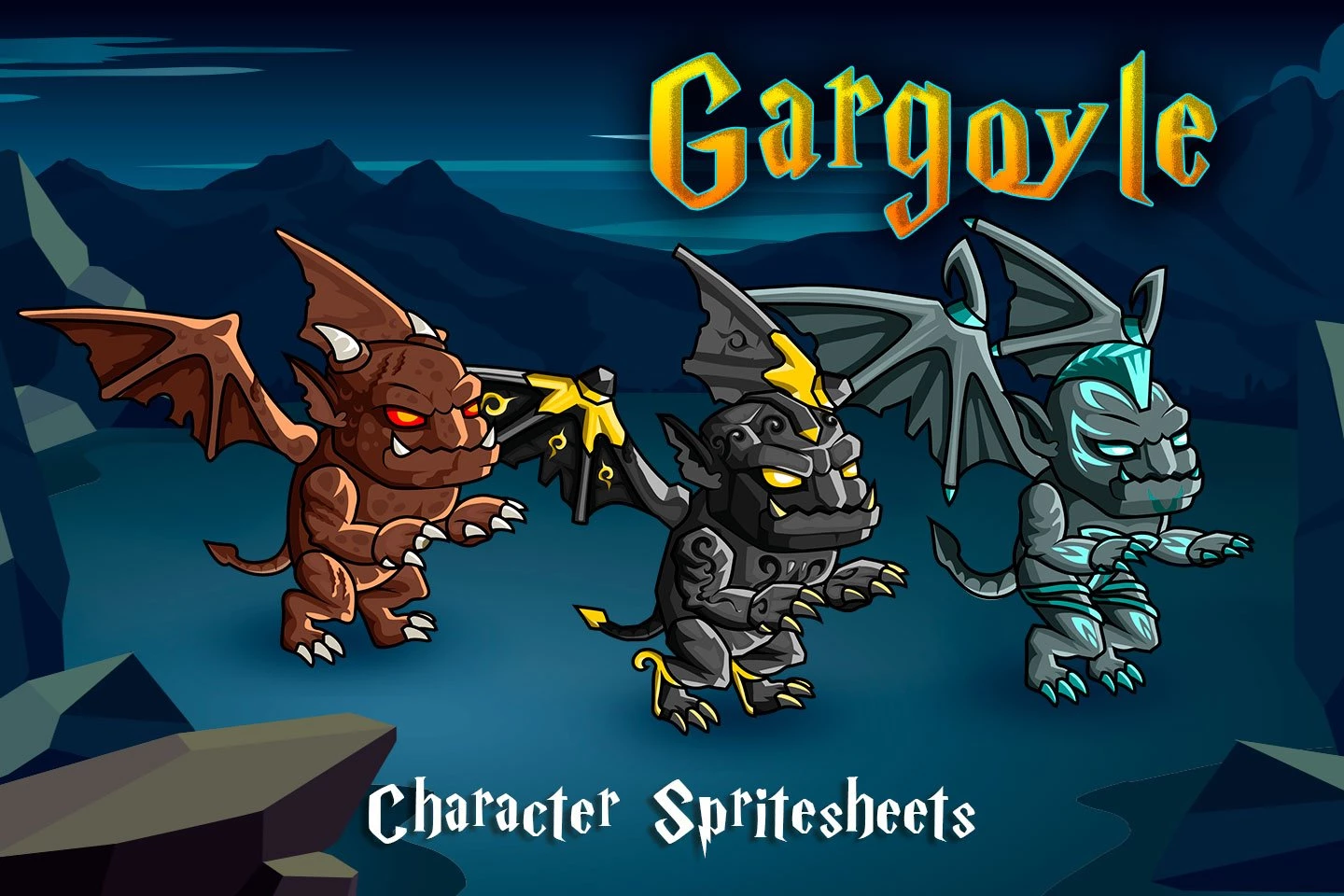2D Fantasy Gargoyle Character Sprites