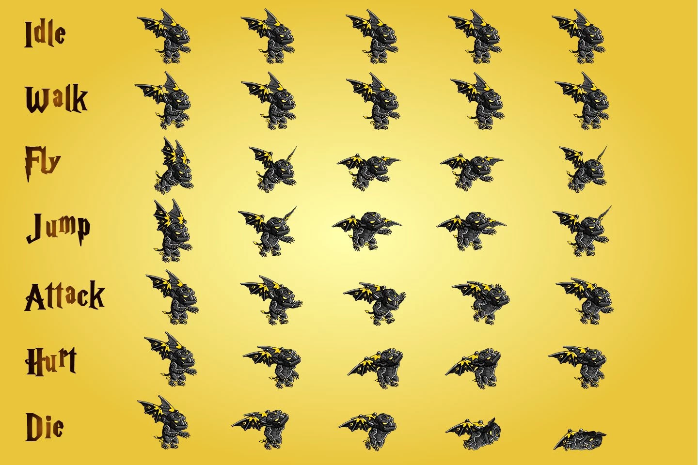 2D Fantasy Gargoyle Character Sprites