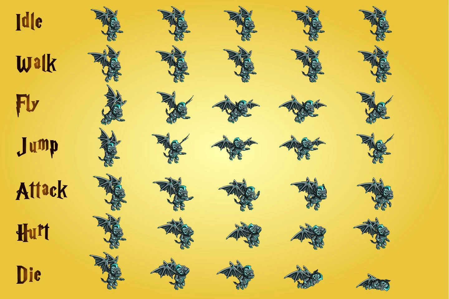 2D Fantasy Gargoyle Character Sprites