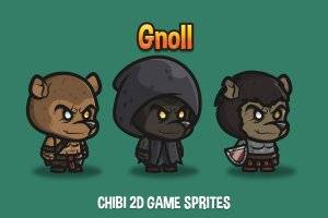 Gnoll Chibi 2D游戏精灵素材包:3个奇幻角色与17种动画