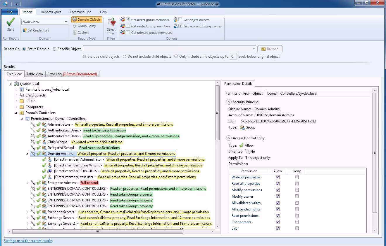 CJWDev AD Permissions Reporter 1.1.0
