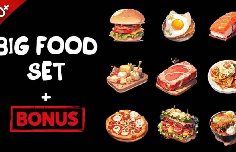 2D食物集合 Big 2D Food Set + Bonus