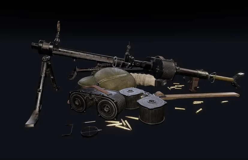 二战武器 MG-15 with Accessories (WWII German LMG)