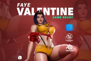 3D  blender 模型/虚幻引擎5-Faye Valentine – Game Ready