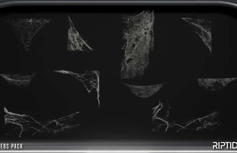 蛛网虫蛹蚕茧物件素材场景模型道具 Cobwebs Spider Webs Pack