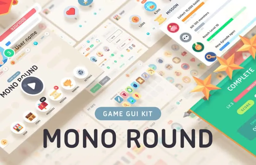卡通圆角风格界面UI图标-GUI - Mono Round