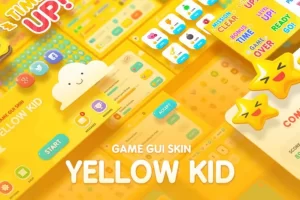 可爱卡通黄色UI界面图标元素-GUI – Yellow Kid
