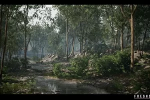 森林环境（生长着松树和热带树木的河畔森林）- Forest Environment