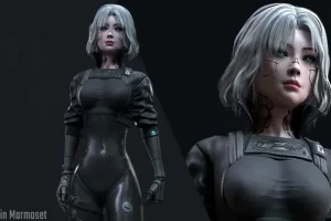 赛博朋克机械女孩人物角色 – Cyberpunk Girl 3