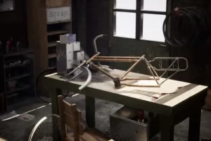自行车修理维修工坊工具木屋内部场景-Bike Repairing