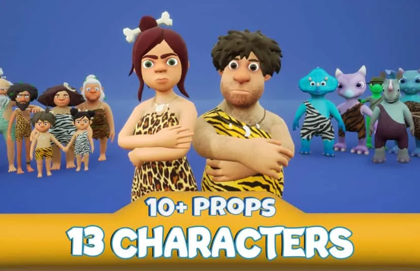 卡通石器时代人物橘色包-Stone Age Characters Pack