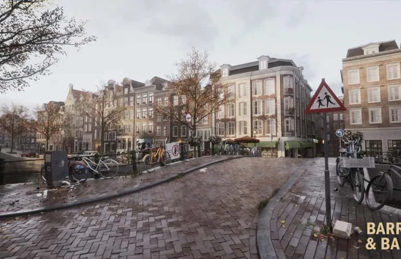 模块化阿姆斯特丹城市街道(带咖啡馆的阿姆斯特丹运河)-Modular Amsterdam City Street