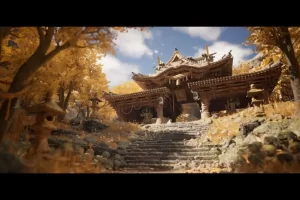 山庙（日本寺庙、古寺、神社、封建时期的日本）Mountain Temple (Japanese Temple, Ancient Temple, Temple Shrine, Feudal Japan)