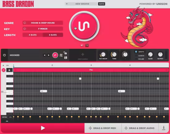 Unison Bass Dragon 1.4.46：一键生成30种风格专业低音线与808鼓点